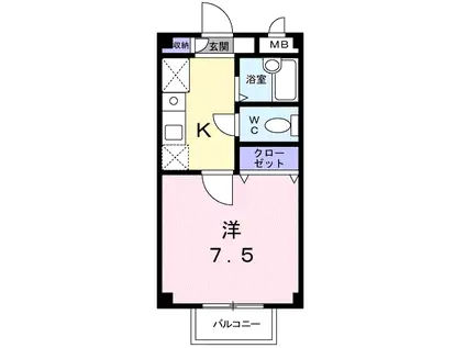 シーサイド大淀(1K/2階)の間取り写真