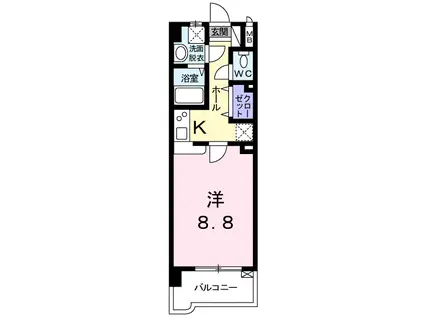 サントール(1K/3階)の間取り写真
