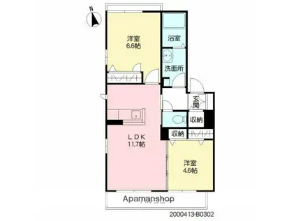 トップスターコート宮崎 B棟(2LDK/3階)の間取り写真