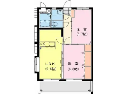 AZURE(2LDK/3階)の間取り写真