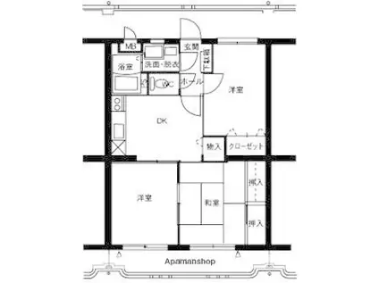 ユーミー旭(3DK/2階)の間取り写真