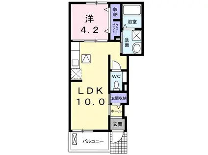 メゾン ド アダージョ B(1LDK/1階)の間取り写真