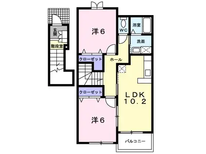 H・サンリット(2LDK/2階)の間取り写真