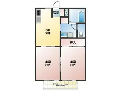 ディアス清水(2DK/1階)の間取り写真