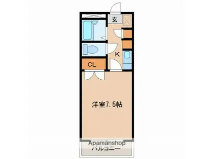 ベルトピア宮崎7(1K/2階)の間取り写真