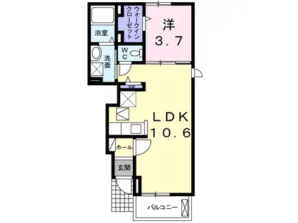 メゾン サニー ジェルメⅡ(1LDK/1階)の間取り写真