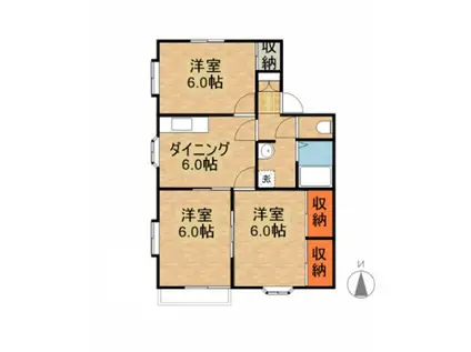 オーシャンヒル(3DK/1階)の間取り写真