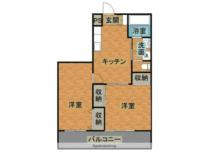 綾ビル(2DK/2階)の間取り写真