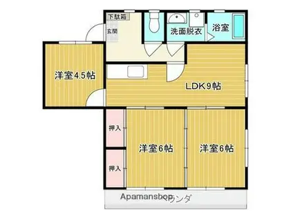 コーポラスフジ(3DK/2階)の間取り写真