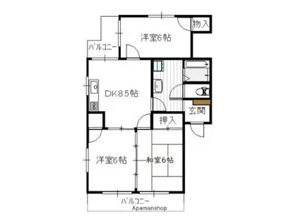 フレグランス(3DK/2階)の間取り写真