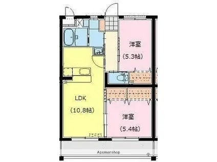 ジェイ スカイ メゾン(2LDK/3階)の間取り写真