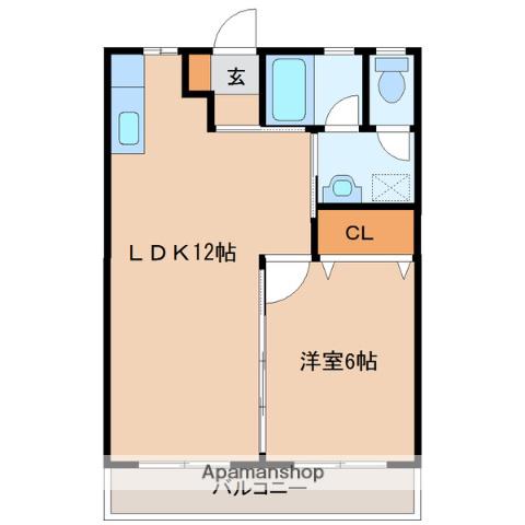 JHRⅢ(1LDK/3階)の間取り写真