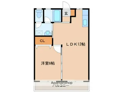 JHRⅢ(1LDK/3階)の間取り写真