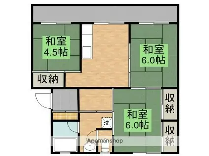 ひなたハイツ(3DK/3階)の間取り写真