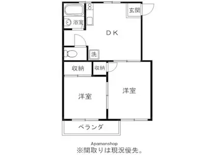 グランドハイツ白亜(2DK/2階)の間取り写真