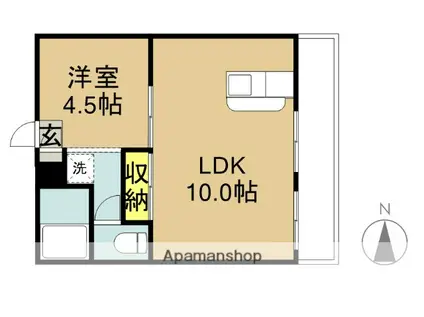 アルテブラン大橋(1LDK/2階)の間取り写真