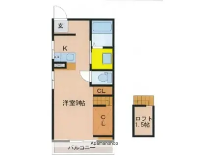 BLOOM大工(1DK/1階)の間取り写真