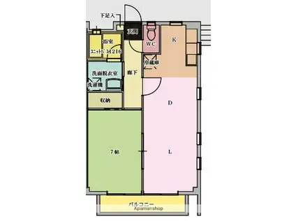 あいらんど さくら坂(1LDK/2階)の間取り写真