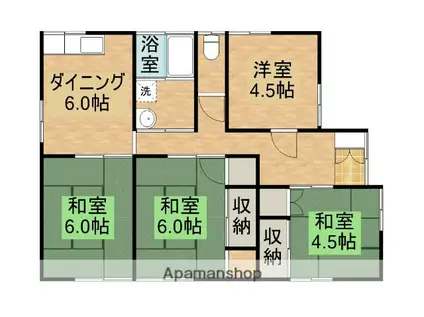宮崎県宮崎市 1階建 築44年(4DK)の間取り写真