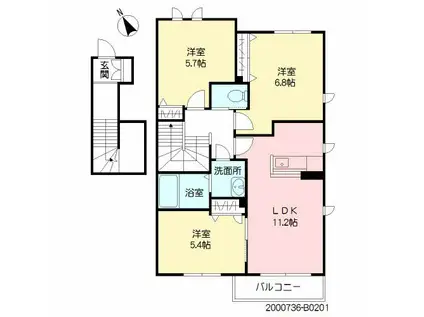 サンミズハ B棟(3LDK/2階)の間取り写真