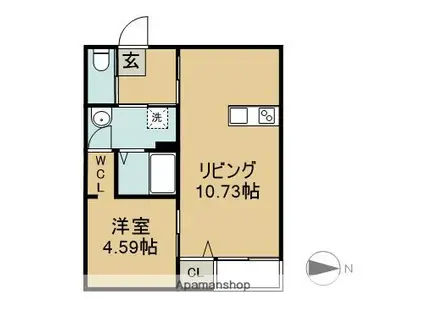 NANA A棟(1LDK/1階)の間取り写真