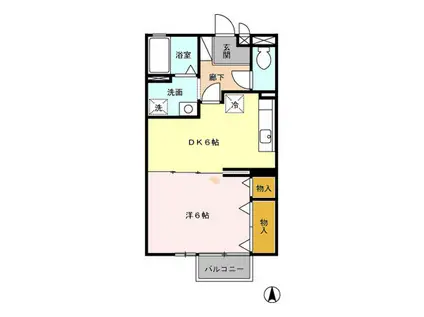 メゾンボナール・スプリングB棟(1DK/1階)の間取り写真