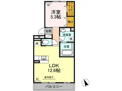 アプリコット(1LDK/3階)の間取り写真