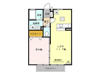 プラムハイツ(1LDK/1階)の間取り写真