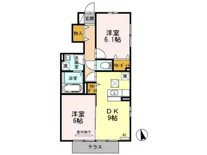 ウィットTOJIKI B(2DK/1階)の間取り写真