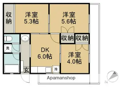 ELEGANCE REW(3DK/4階)の間取り写真