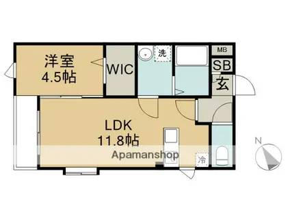 GROWTH AOBA(1LDK/2階)の間取り写真