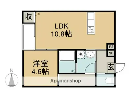 大工町アパート C棟(1LDK/1階)の間取り写真