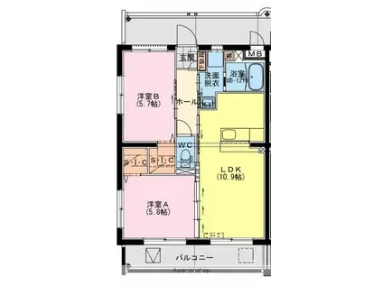 MARINE ROAD(2LDK/2階)の間取り写真