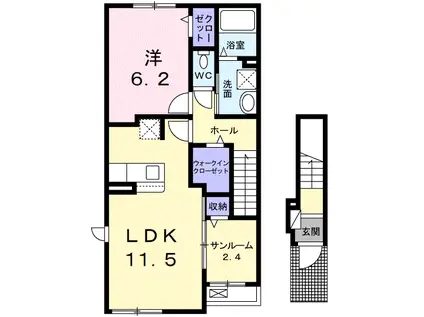 なごみテラス Ⅱ(1LDK/2階)の間取り写真
