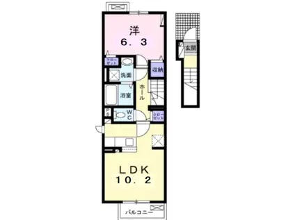 イーストブルー I(1LDK/2階)の間取り写真
