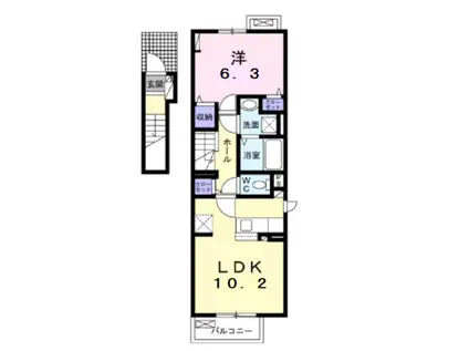 イーストブルー I(1LDK/2階)の間取り写真
