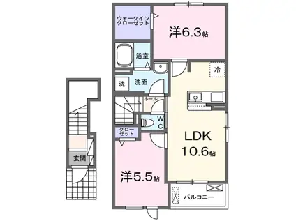 ブレッザ フィールド A(2LDK/2階)の間取り写真