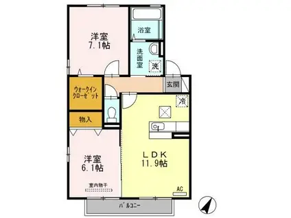 カーサ レガーレD(2LDK/1階)の間取り写真