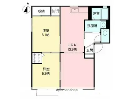 グリーンゲーブルス 参番館(2LDK/1階)の間取り写真