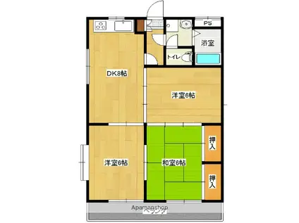 大王マンション(3DK/2階)の間取り写真