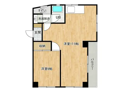 かめやビル(1LDK/4階)の間取り写真