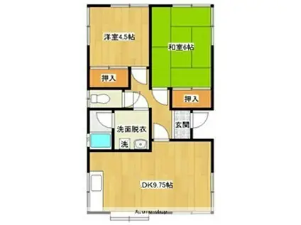 吉都線 谷頭駅 バス乗車時間:45分 志和地停バス停で下車 徒歩6分 1階建 築23年(2DK)の間取り写真