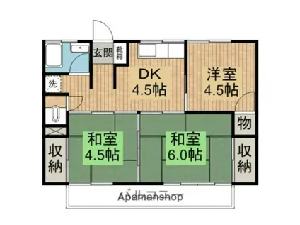 飯野コーポ(3DK/1階)の間取り写真