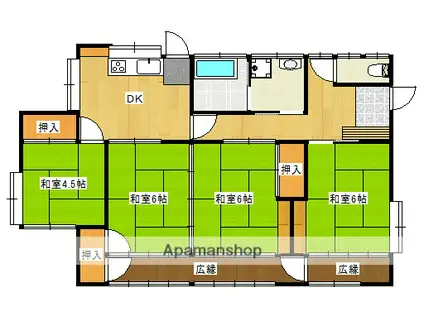 日豊本線 都城駅 バス乗車時間:20分 菖蒲原バス停で下車 徒歩1分 1階建 築113年(4DK)の間取り写真