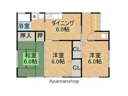 日豊本線 三股駅 徒歩14分 1階建 築22年(3DK)の間取り写真