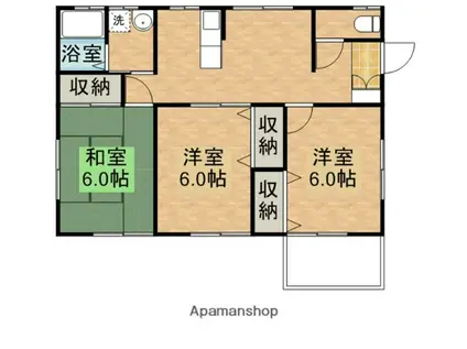 宮崎県都城市 1階建 築25年(3DK)の間取り写真