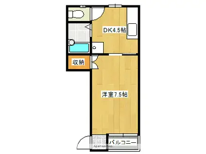 クレストコート B棟(1DK/2階)の間取り写真