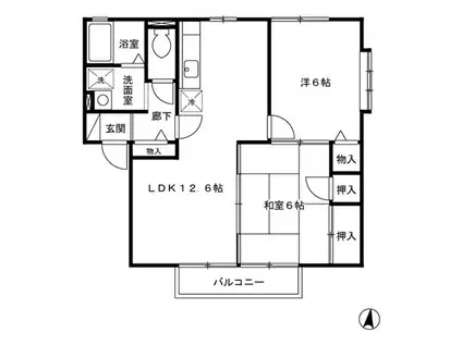 リーフレットエコーⅡ号館(2LDK/2階)の間取り写真