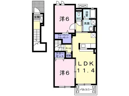 ハーモニー・ベル(2LDK/2階)の間取り写真