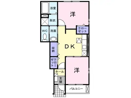 サンリット・栄 B棟(2DK/1階)の間取り写真